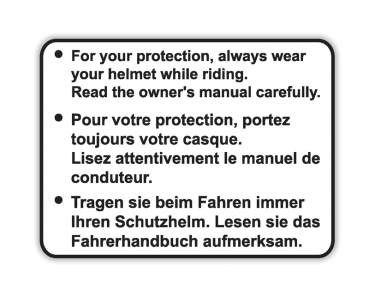 Aufkleber Schutzhelm tragen / Fahrerhandbuch lesen